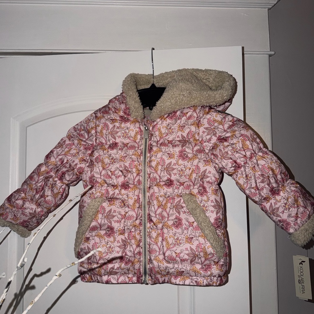 Koolaburra by UGG Floral Pink and Cream Puffer Jacket